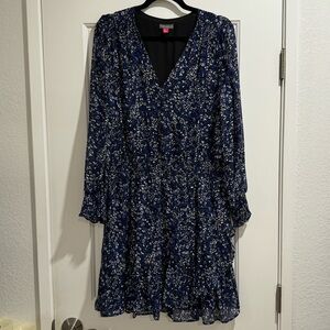 Vince Camuto Blue and White Long Sleeve Dress